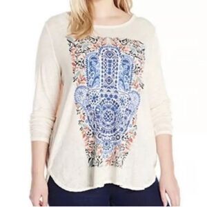 Lucky Brand womens long Sleeve Hamsa Floral Graphic Tee size S